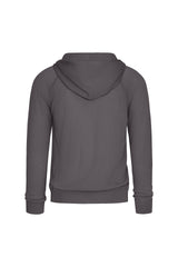 Wool Traveler Knit Zip-Front Hooded Sweater in Heathered Bark Sweater David August, Inc.   
