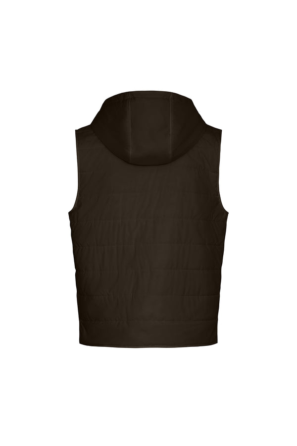 Reversible Nylon and Cotton Zip Vest in Charcoal Sweater David August, Inc.   
