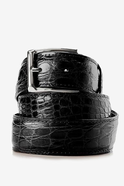 Black Crocodile Leather Belt