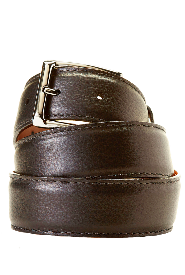 Brown Pebble Grain Leather Belt Belts David August, Inc.   