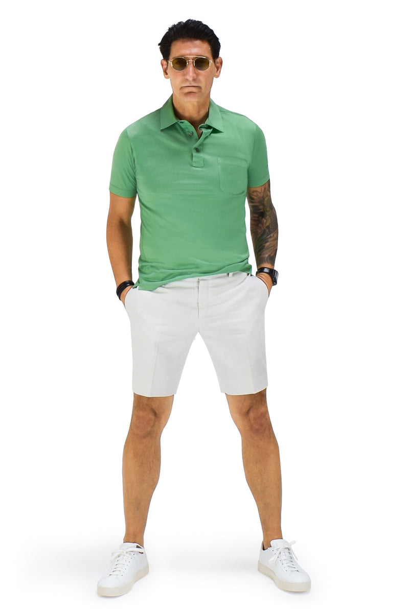 David August Polished Cotton Shorts in Stone - Cut-to-Order Shorts David August, Inc.   