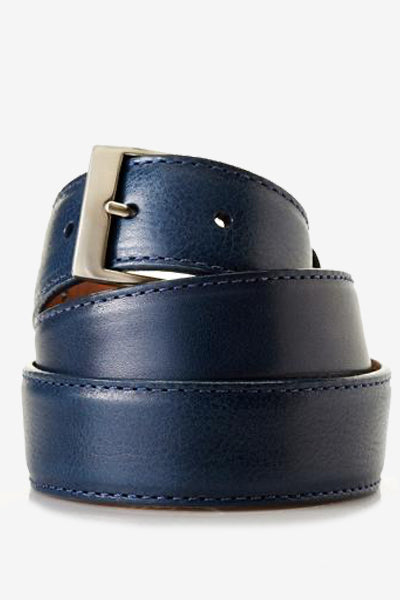 Navy Blue Genuine Italian Calfskin Leather Belt Belts David August, Inc.   