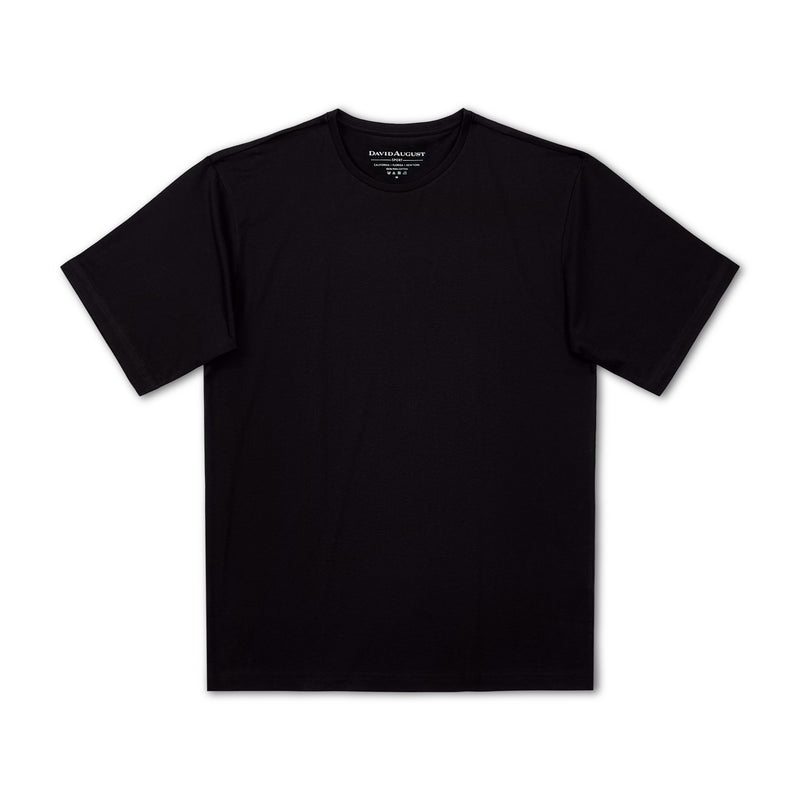 DAVID AUGUST PIMA COTTON CREW NECK T-SHIRT IN BLACK T-Shirts David August, Inc.   