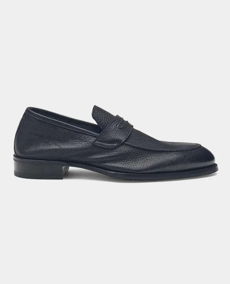 David August Navy Abyss Deerskin Leather Loafer Shoes David August, Inc.   
