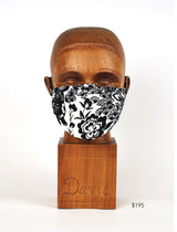 Premium White with Black Floral Cloth Face Mask - FM11 Face Mask David August, Inc.   