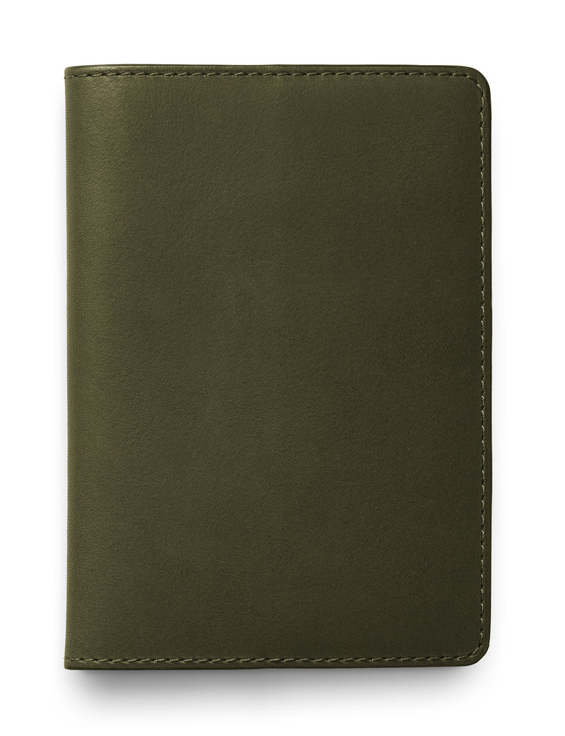 David August Luxury Genuine Vintage Calfskin Leather Passport Holder Olive