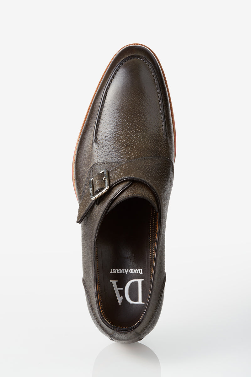David August Leather Single Buckle Monk-strap Shoes in Graphite Grey Shoes David August, Inc.   