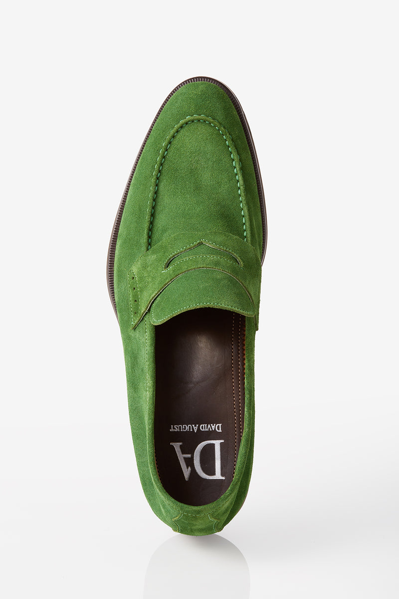 David August Suede Penny Loafer in Sport Green Shoes David August, Inc.   