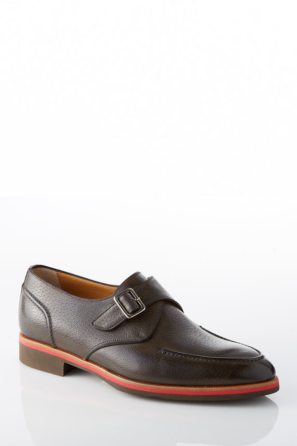 David August Leather Single Buckle Monk-strap Shoes in Graphite Grey Shoes David August, Inc.   