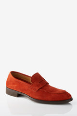 David August Suede Penny Loafer in Burnt Orange Shoes David August, Inc.   