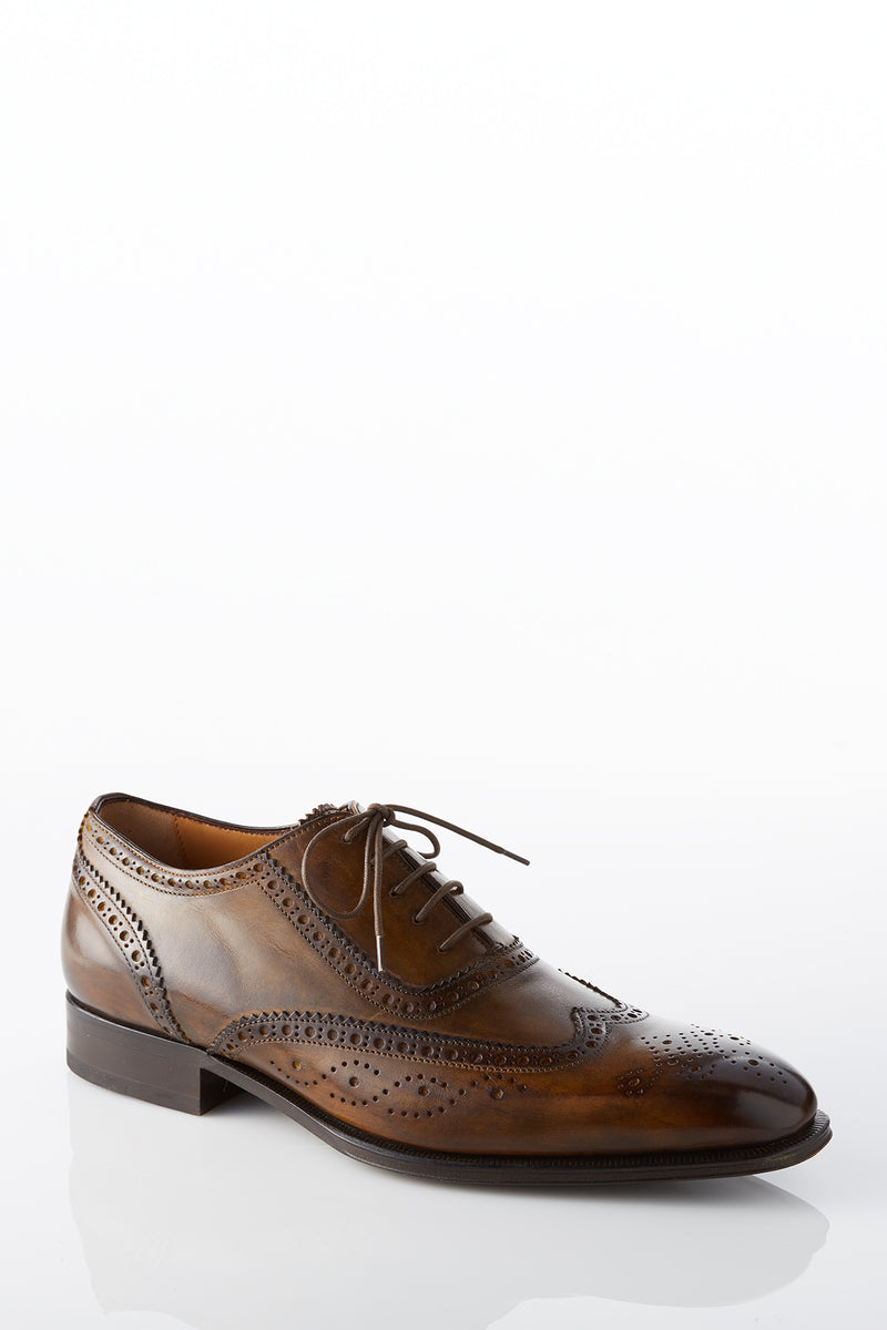 David August Leather Wingtip Brogue Shoes in Light Brown 10 David August Leather Wingtip Brogue Shoes in Light Brown 10