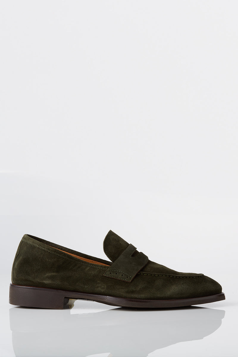 David August Suede Penny Loafer in Loden Green David August, Inc. David August Suede Penny Loafer in Loden Green David August, Inc.