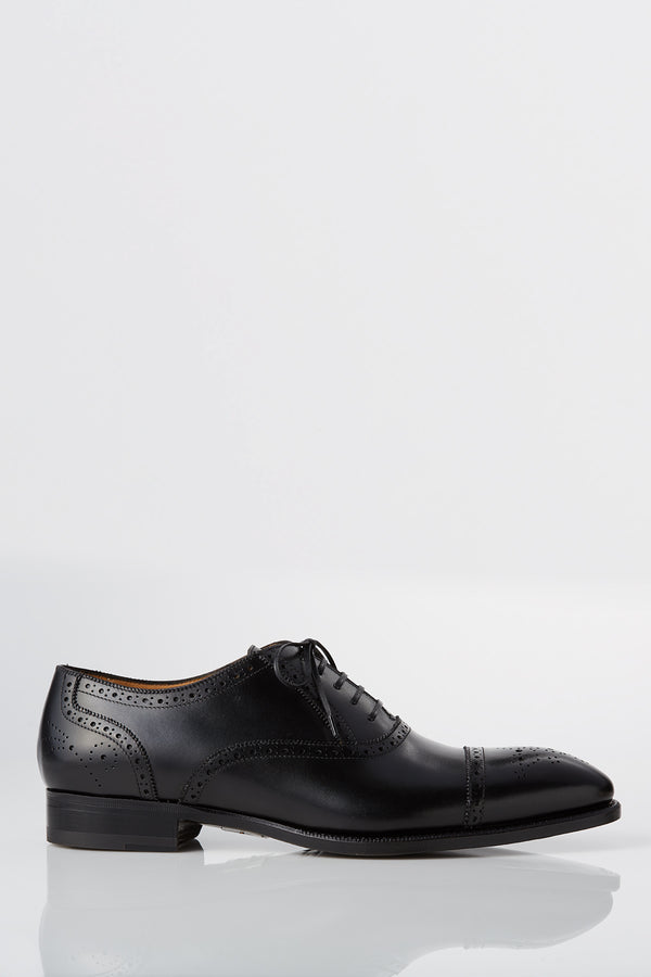 David August Leather Brogue Oxford in Black Shoes David August, Inc.   