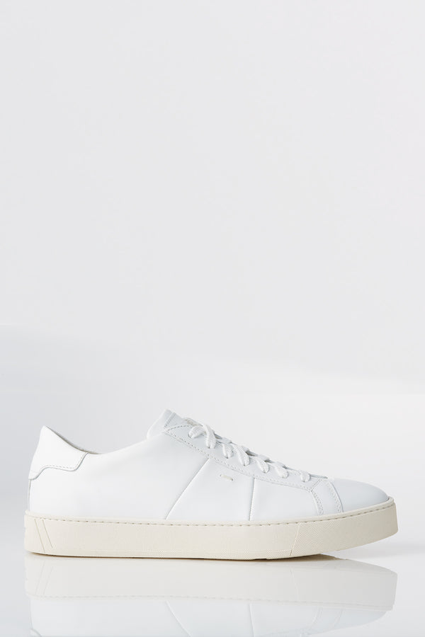 Santoni Leather Low-Top Sneaker in White Shoes Santoni   
