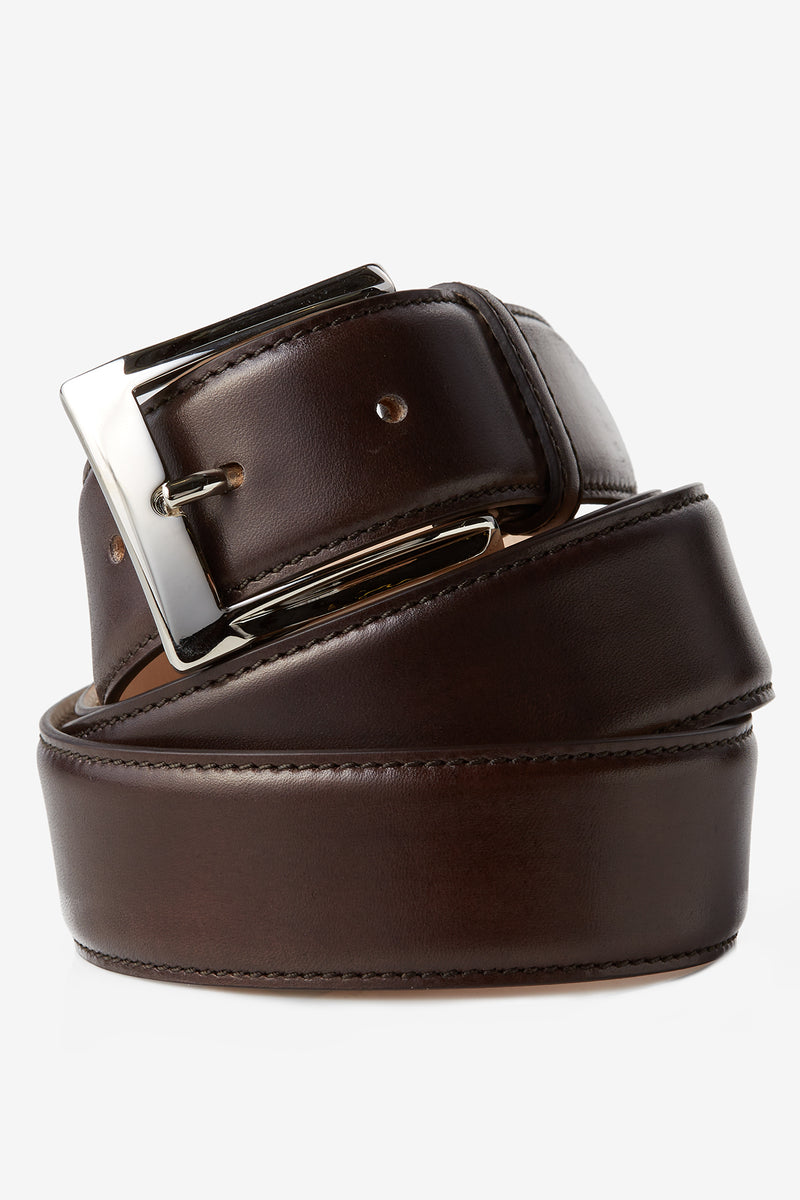 Genuine Italian Calfskin Leather Belt in Dark Brown Belts David August, Inc.   