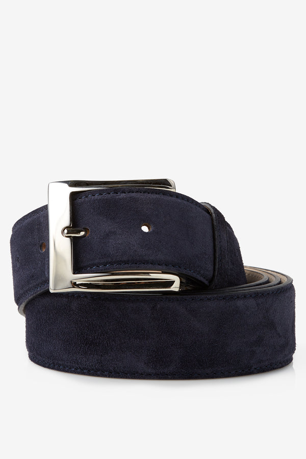 Genuine Velour Leather Belt in Cosmos Blue Belts David August, Inc.   