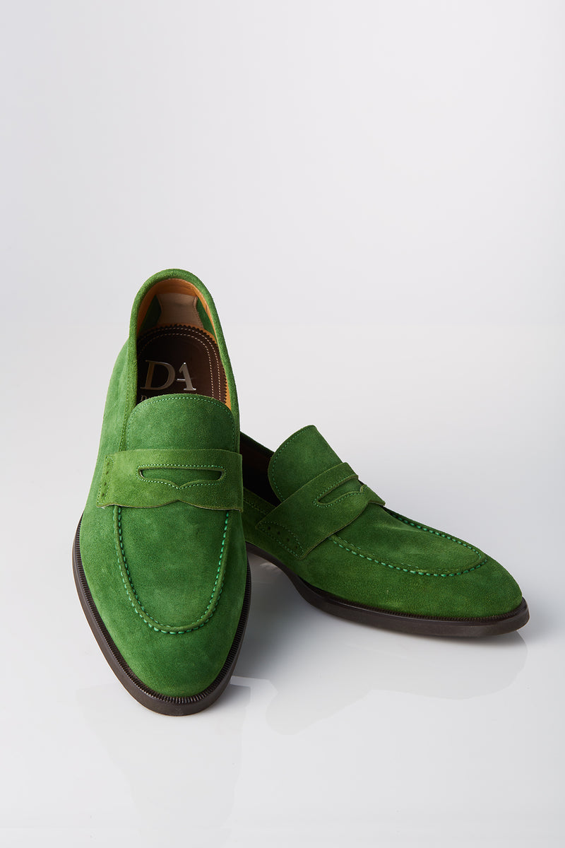 David August Suede Penny Loafer in Sport Green David August, Inc. David August Suede Penny Loafer in Sport Green David August, Inc.