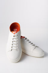 Santoni 999 Limited Edition Sneaker in White with Orange Shoes Santoni   