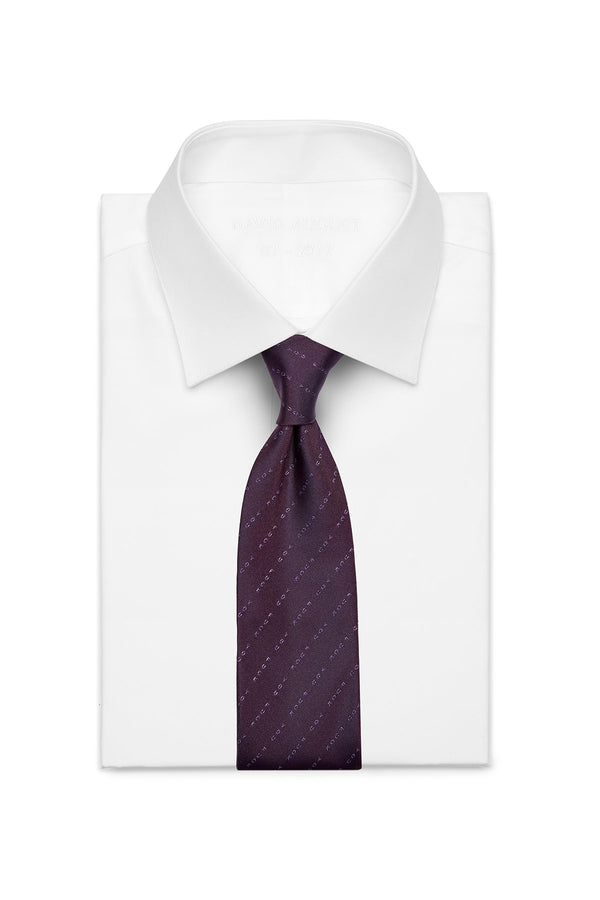 David August Exclusive Silk Woven Eff You Tie in Purple with Tonal Pinstripe Ties David August, Inc.   