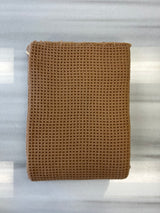 Cashmere Throw in Waffle Camel Blanket David August Cashmere   