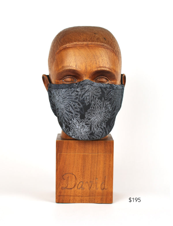 Premium Grey Abstract Floral Cloth Face Mask - FM09 Face Mask David August, Inc.   