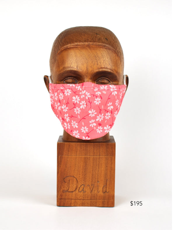 Premium Coral Floral Cloth Face Mask - FM13 Face Mask David August, Inc.   