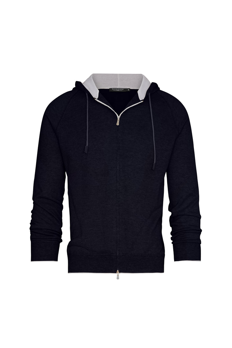 Cashmere-Blend Knit Hooded Sweater & Jogger in Medium Grey Knitwear David August, Inc. Medium Black 