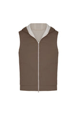 Reversible Nylon and Cotton Zip Vest in Ivory Sweater David August, Inc.   
