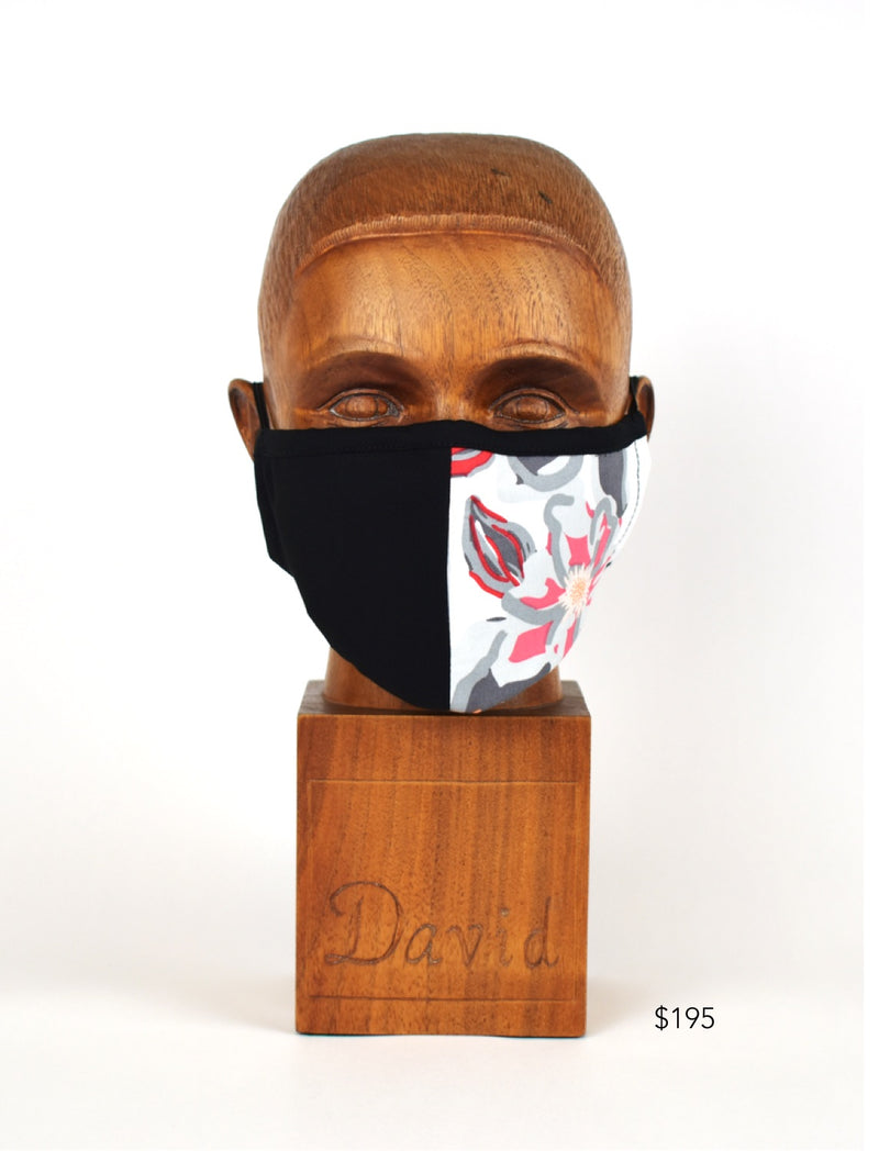 Premium Black/Floral Split Cloth Face Mask - FM12 Face Mask David August, Inc.   