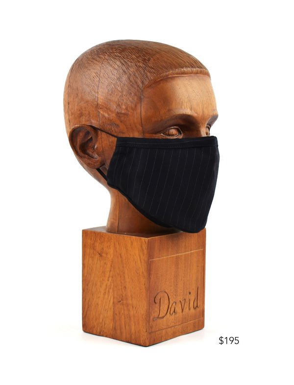 Premium Black with Grey Pin-Dot Stripe Cloth Face Mask - FM19 Face Mask David August, Inc.   