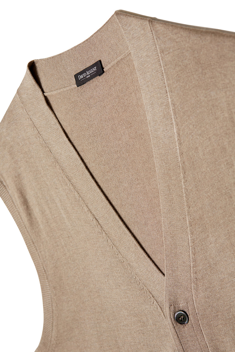 Silk Cashmere Buttoned Sweater Vest - Bamboo Sweater David August, Inc.   