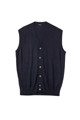 Silk Cashmere Buttoned Sweater Vest - Caspian Blue Sweater David August, Inc.   