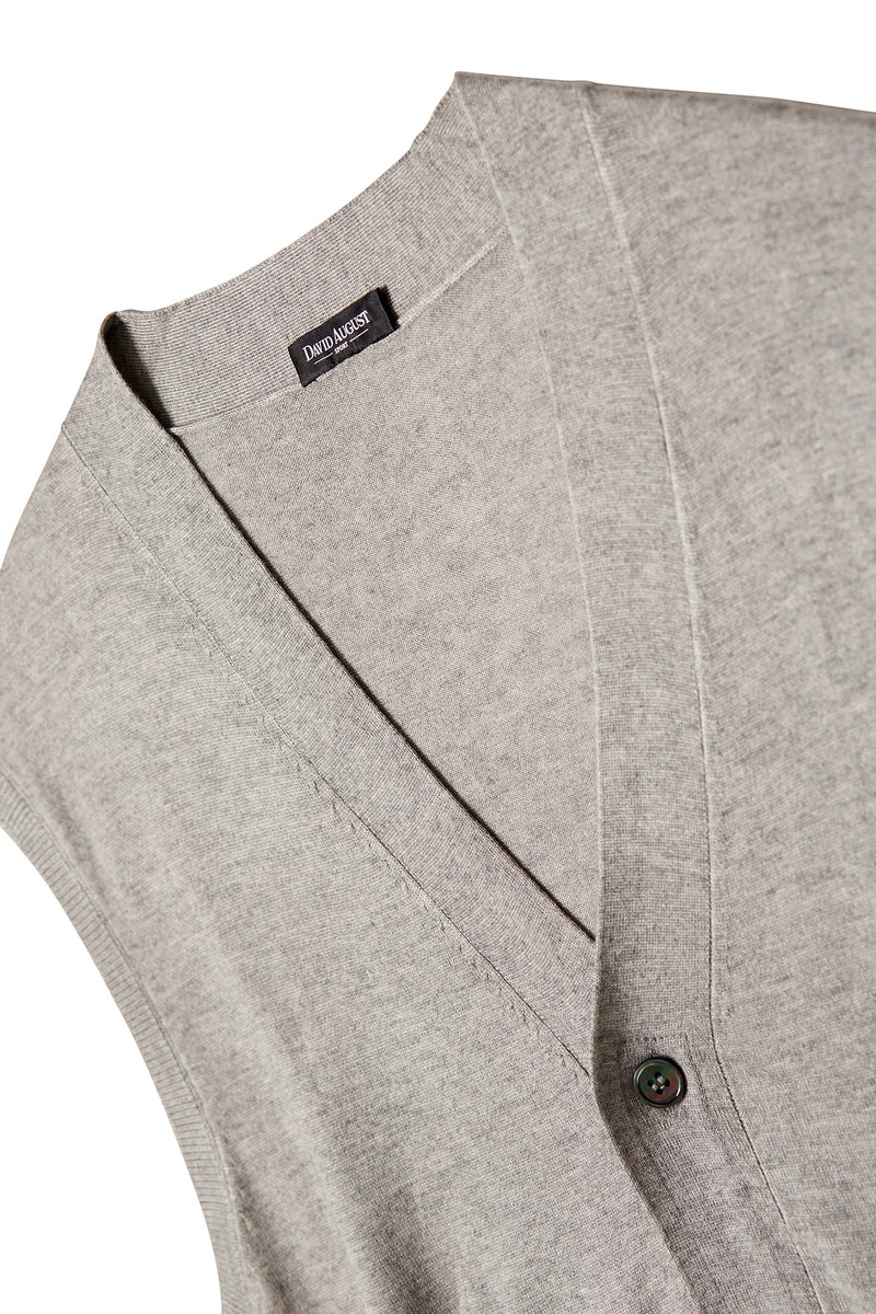 Silk Cashmere Buttoned Sweater Vest - Skyfall Silver Sweater David August, Inc.   