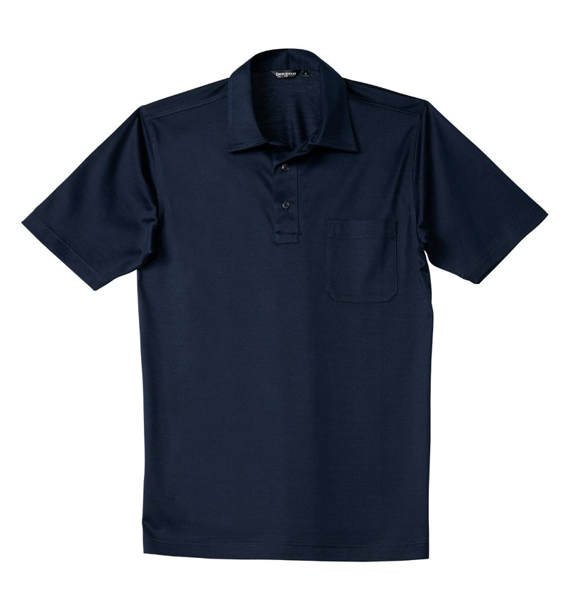 Navy Mercerised Pique Polo Shirt - Short Sleeve