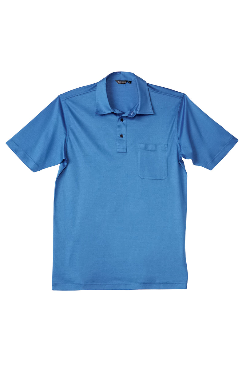 Luxury Mercerized Cotton Polo in Sea Blue  David August, Inc.   