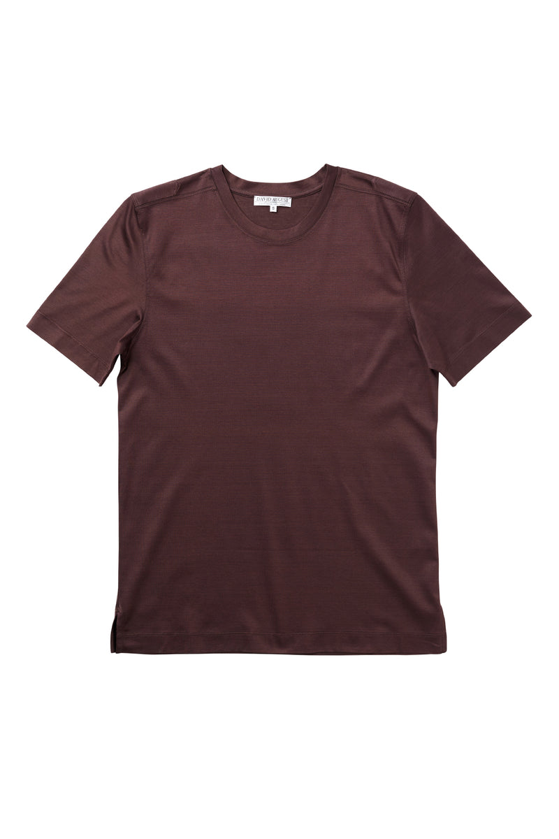 Luxury Mercerized Cotton T-Shirt Crew Neck in Brown  David August, Inc.   