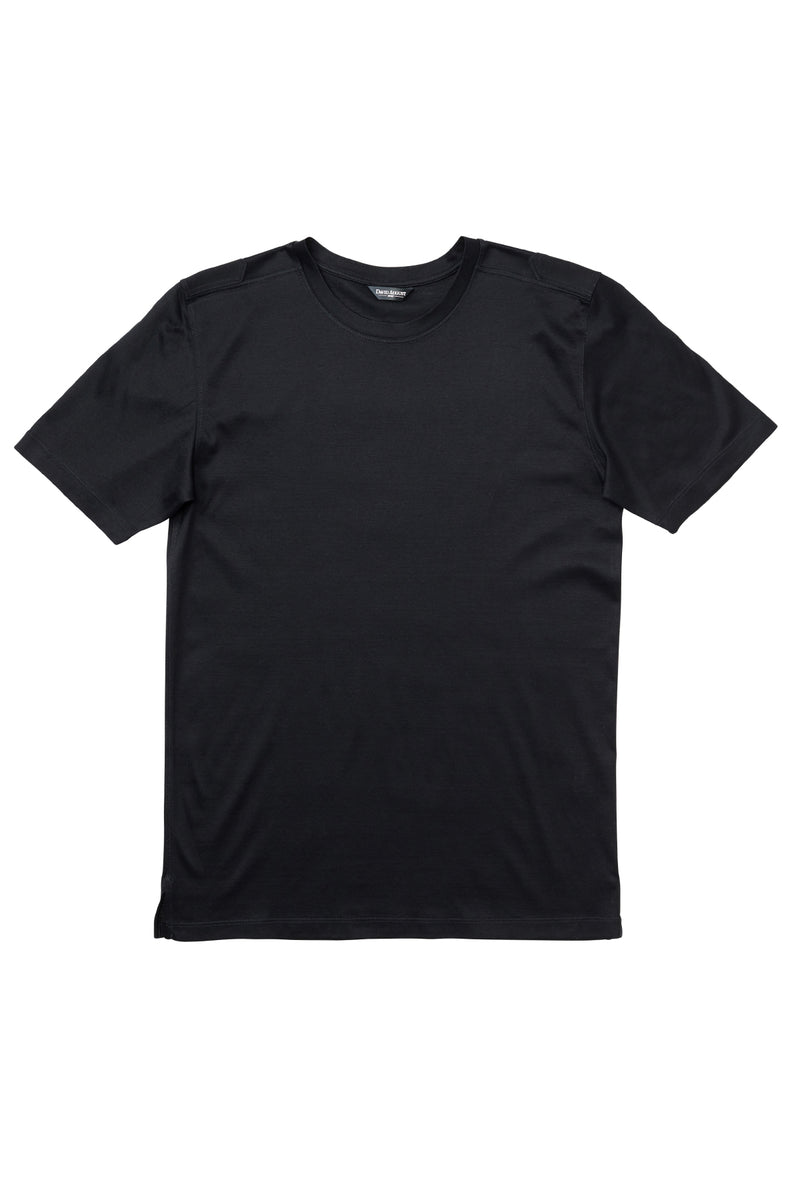 Luxury Mercerized Cotton T-Shirt Crew Neck in Black  David August, Inc.   