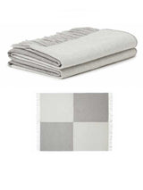 Cashmere Throw in Checkerboard Light Grey Blanket David August Cashmere   
