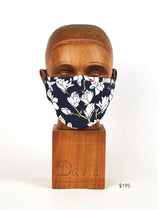 Premium Navy with White Floral Cloth Face Mask - FM03 Face Mask David August, Inc.   