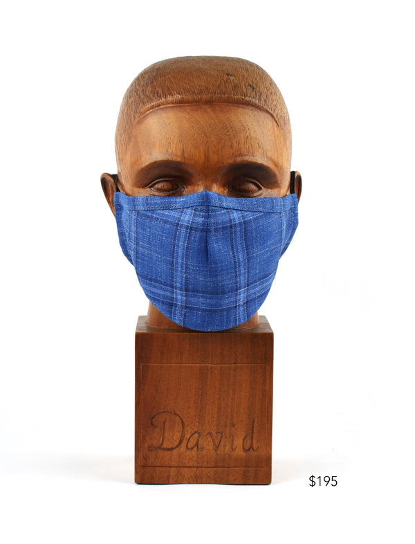 Premium Blue Window-Plaid Cloth Face Mask - FM20 Face Mask David August, Inc.   