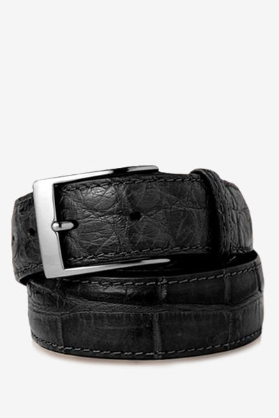 Black Matte Alligator Leather Belt Belts David August, Inc.   