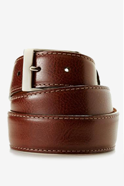 Brown Genuine Italian Calfskin Leather Belt Belts David August, Inc.   