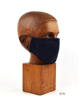 Premium Navy with Grey Pin-Dot Stripe Cloth Face Mask - FM15 Face Mask David August, Inc.   