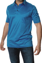 Luxury Mercerized Cotton Polo in Sea Blue  David August, Inc.   