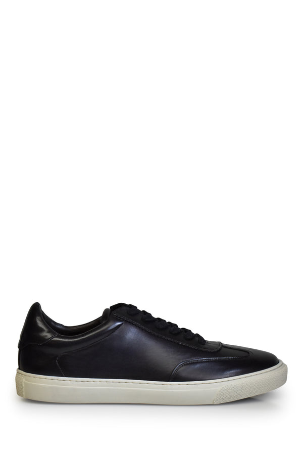 Low top leather sneaker in Black Shoes David August, Inc.   