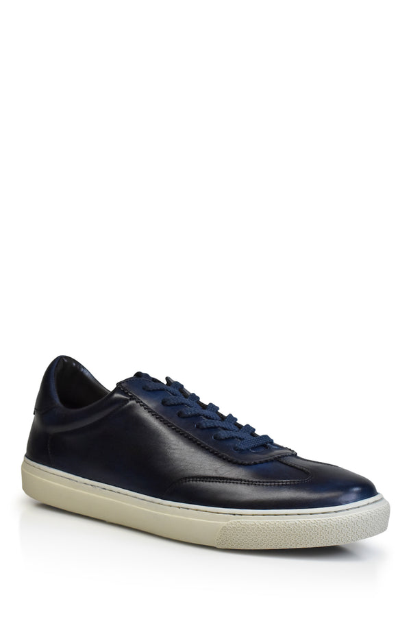 Low top leather sneaker in Navy Shoes David August, Inc.   