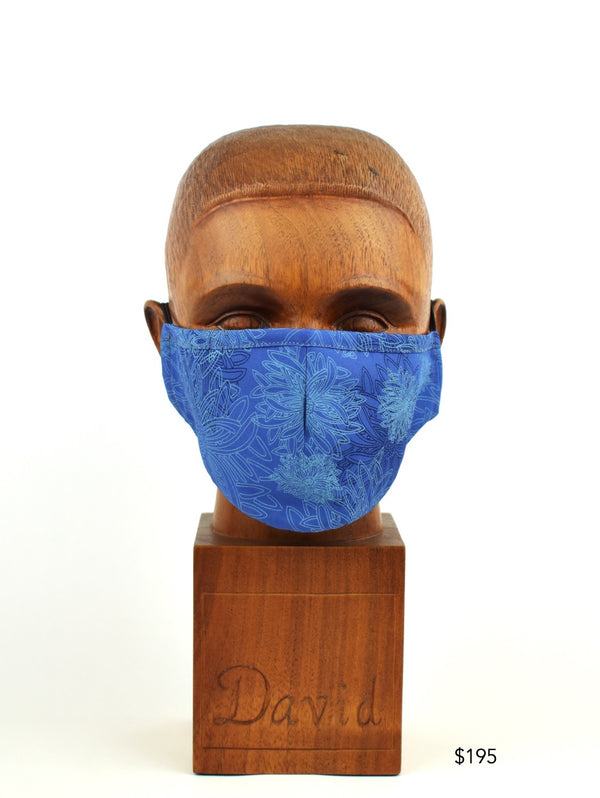 Premium Blue Abstract Floral Cloth Face Mask - FM10 Face Mask David August, Inc.   