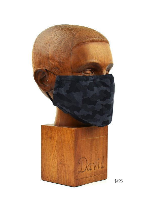 Premium Black with Grey Camo Cloth Face Mask - FM28 Face Mask David August, Inc.   