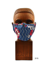 Premium Blue Wave with Pink Floral Cloth Face Mask - FM34 Face Mask David August, Inc.   