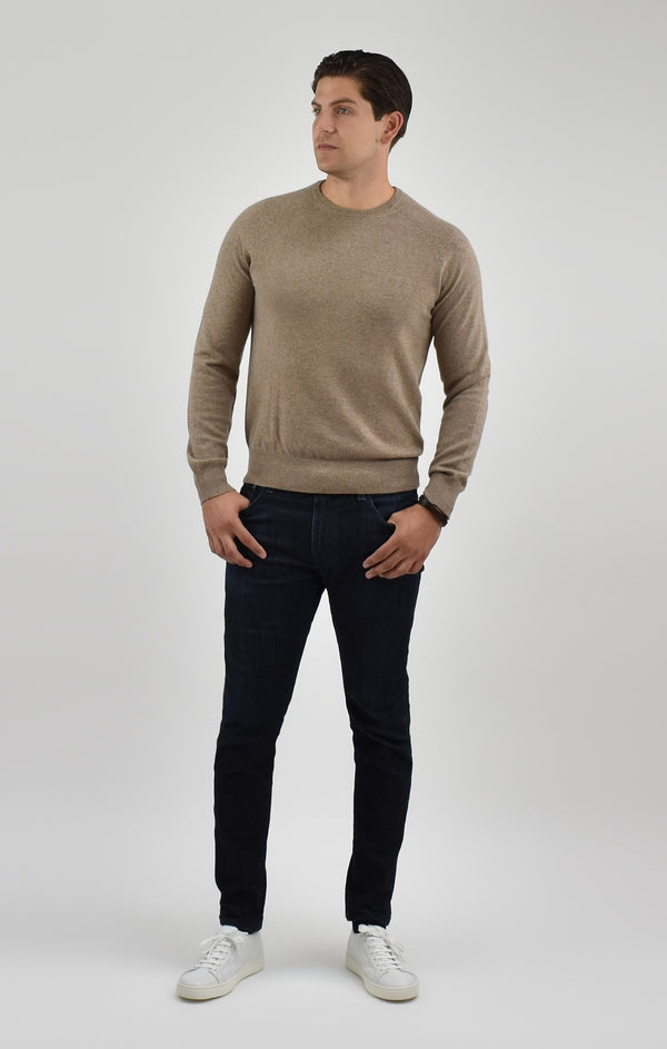 Cashmere Crewneck Sweater in Almond Knitwear David August, Inc.   